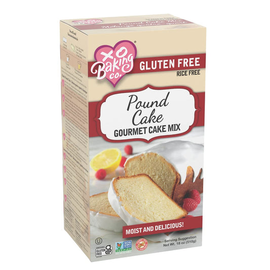 XO Baking Co. Gluten Free Pound Cake Gourmet Cake Mix; Non-GMO; Kosher; Rice Free; Soy Free; Dairy Free; Peanut Free; No