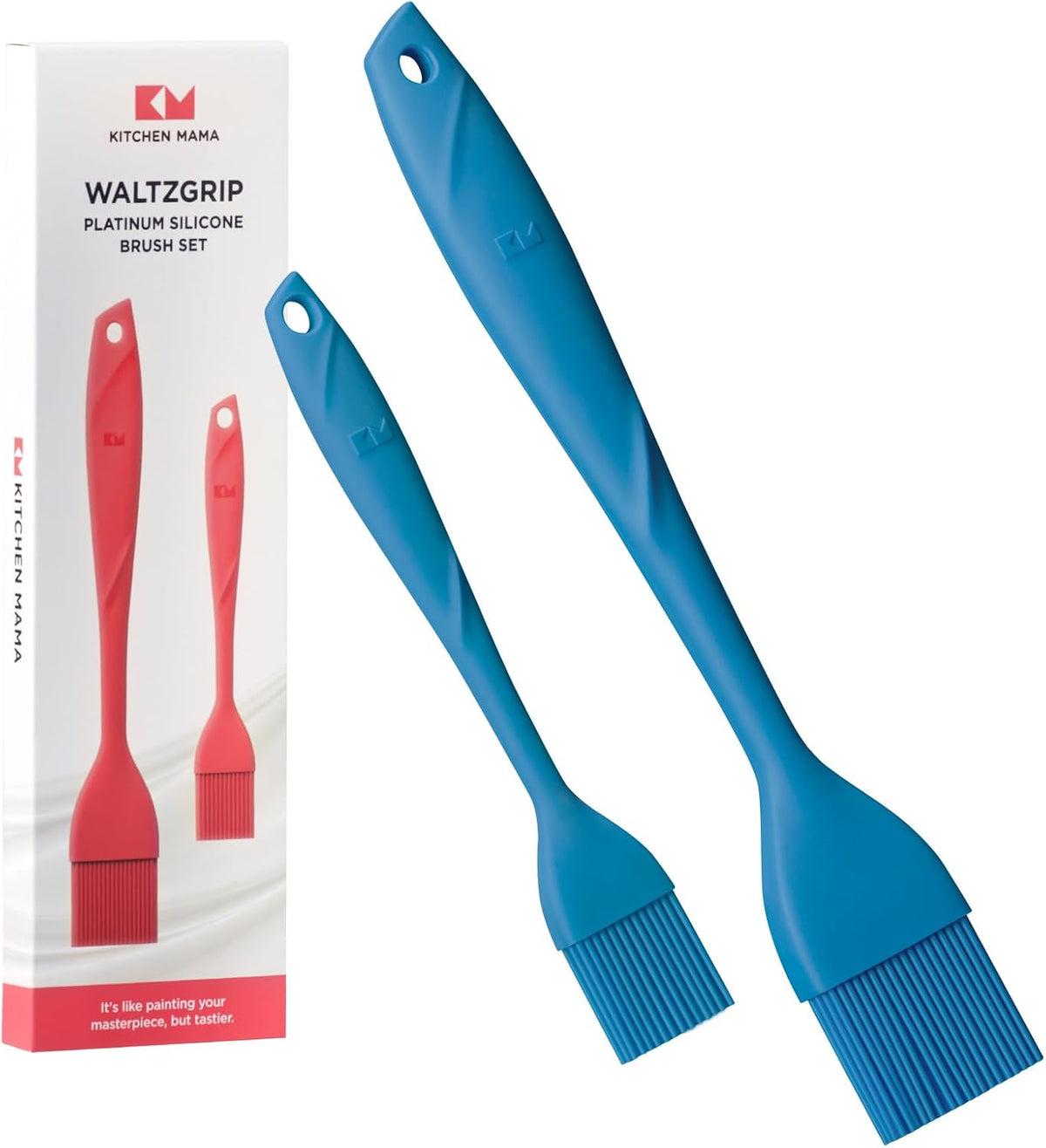Kitchen Mama WaltzGrip Platinum Silicone Basting Pastry Brush, Blue | Heat-Resistant, For Cooking, Baking, Grilling, Spreading Oil or Butter, Dishwasher-Safe