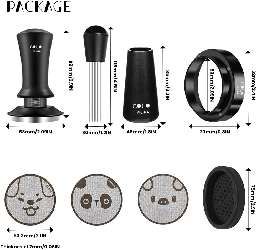 54mm Espresso Accessories Kit Fits Espresso Machine &amp; Portafilter | Spring Loaded Calibrated Tamper, WDT Tool and Dosing Funnel, Espresso puck screen Set, Aluminium and 316 Stainless Steel