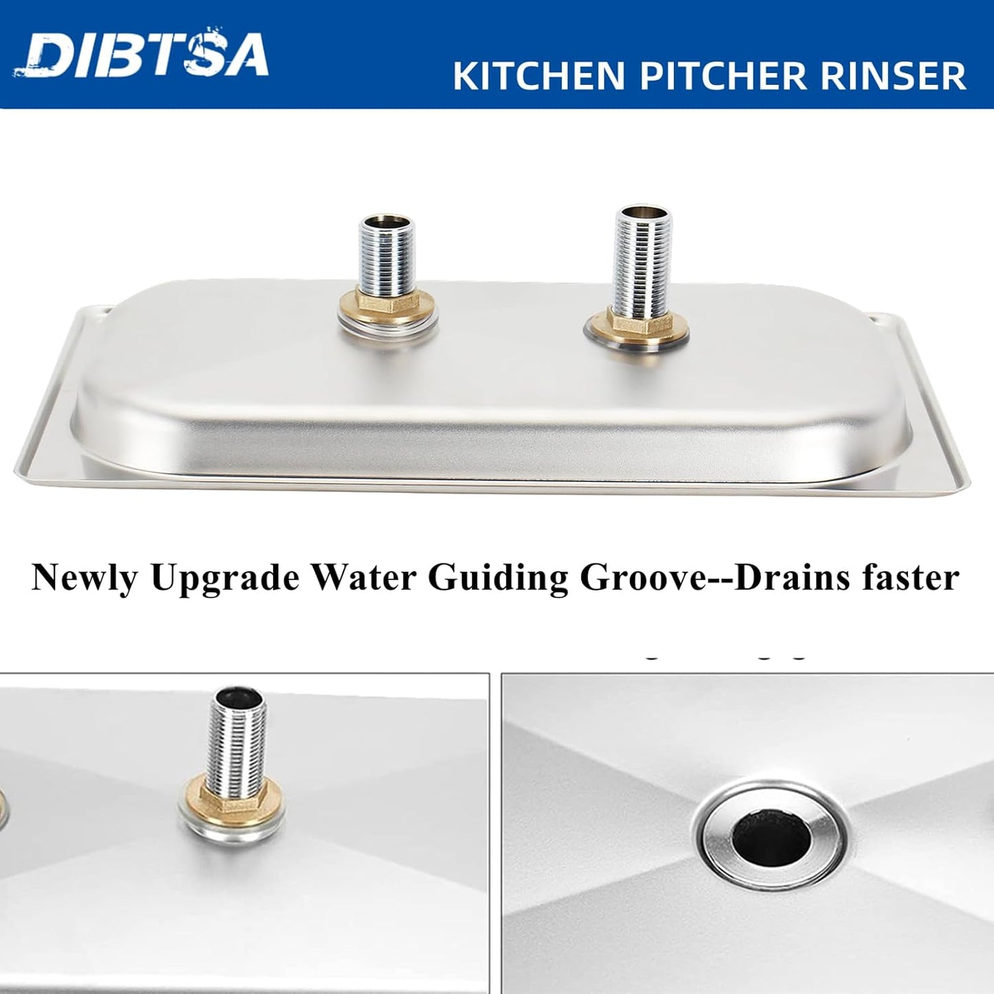 DIBTSA Pitcher Rinser, Espresso Rinser, Drain and Drip Tray, Stainless Steel Bar Glass Rinser for Sink, Cup Washer Spray Rinser for Home Kitchen Hotel Cafe Restaurant (12.8 x 6.9 x 0.9 inch,Silver)