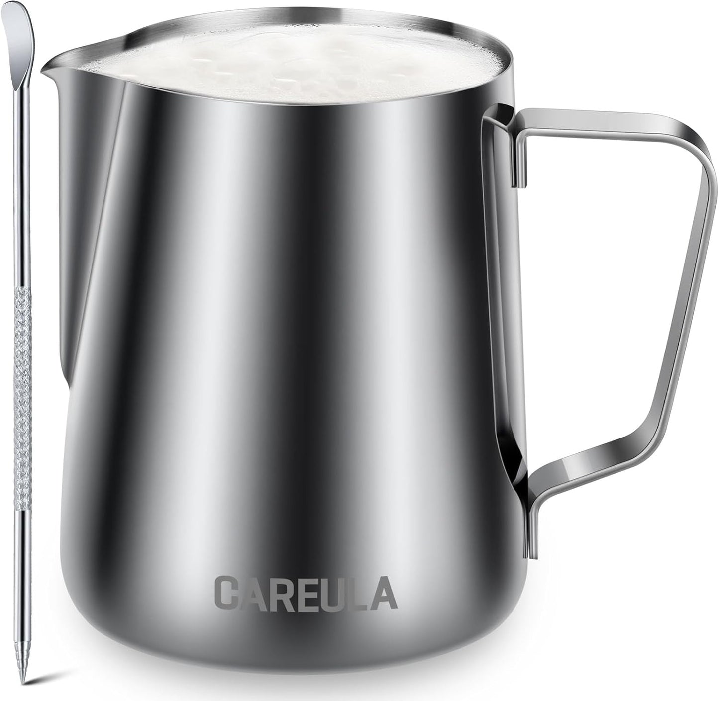 Milk Frothing Pitcher, 12oz Stainless Steel Milk Frother Cup Steaming Pitcher, Coffee Bar Cappuccino