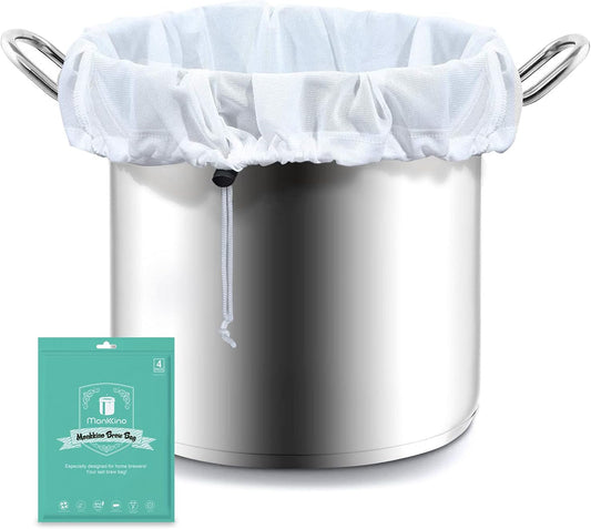 Brew Bags, 4pcs Brew In A Bag, Reusable Wine Straining Bag for Homebrewing, Fine Mesh Bag for Boiling, Durable Bag, Large
