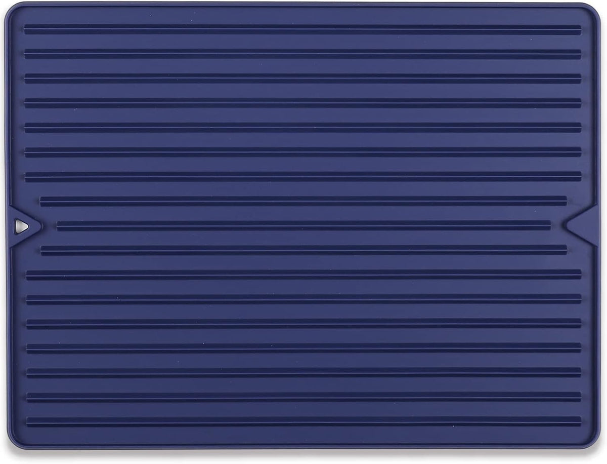 Silicone Dish Drying Mat, Flexible and Thick, 12" x 16", Blue | For Kitchen Counter and Bathroom, Heat Resistant Trivet, Countertop Protector, Non-Toxic, Non-Slip, For Under Dishes Rack