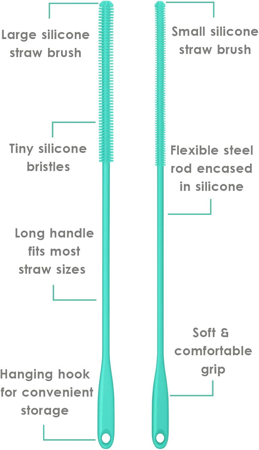 Silicone Straw Brush 4 Pack, Teal