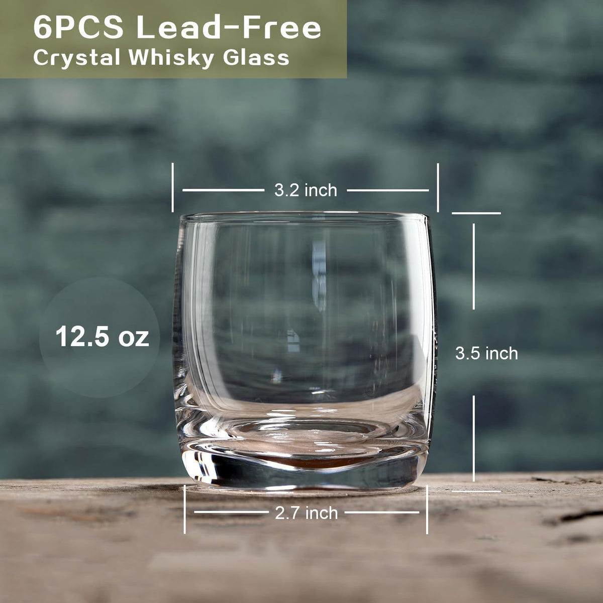 Wlasss Whiskey Glasses Set of 6, 12.5 oz Crystal Rocks Glasses | Premium Crystal Glass, Ideal for Whiskey,Scotch,Bourbon,Cocktail, Dishwasher Safe Lowball Glass, Gift for Men