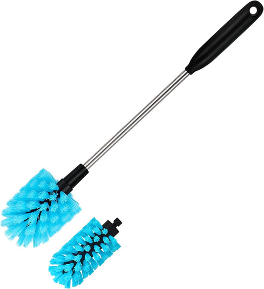 2-in-1 Stainless Steel Long Handled Water Bottle Brush, Multi-Purpose Bottle Scrubbing Brush, Soft Bottle Brush, Glassware