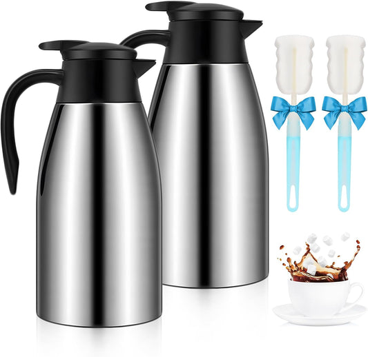 70oz Thermal Coffee Carafe, 2 Pack Airpot Insulated Coffee Urns Stainless Steel Vacuum Thermal Pot Dispenser for Coffee, Hot