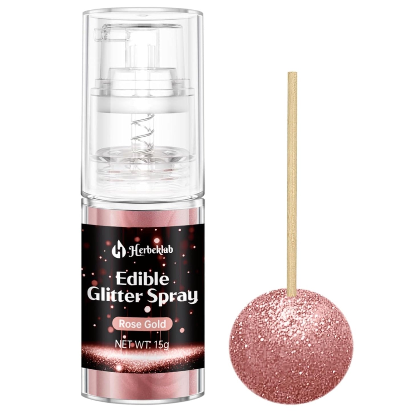 Rose Gold Edible Glitter Spray - 15g Edible Rose Gold Glitter for Cakes Food Grade Metallic Shimmer 
