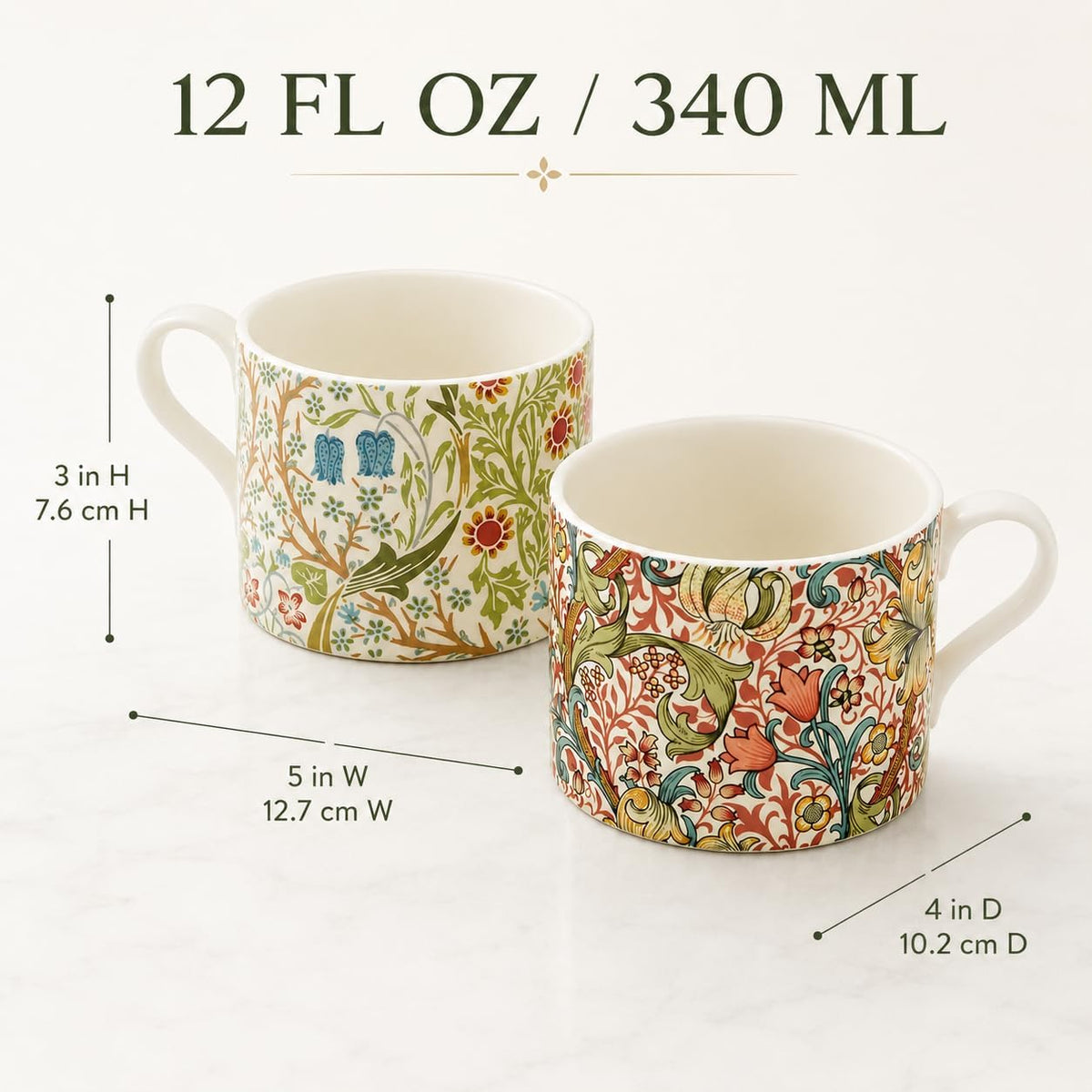Spode Morris & Co Porcelain Mugs