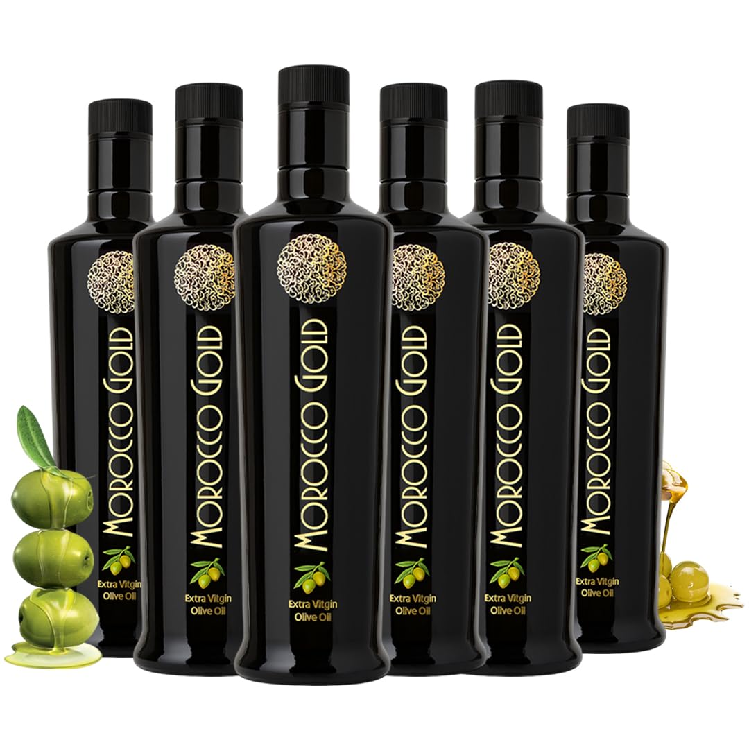 Morocco Gold New Harvest Extra Virgin Olive Oil – Cold Pressed – Polyphenol Rich 606mg/kg EVOO Fresh Harvest Pure and Natural. 6 x 500ml (Get 6 Bottles For The Price of 5)