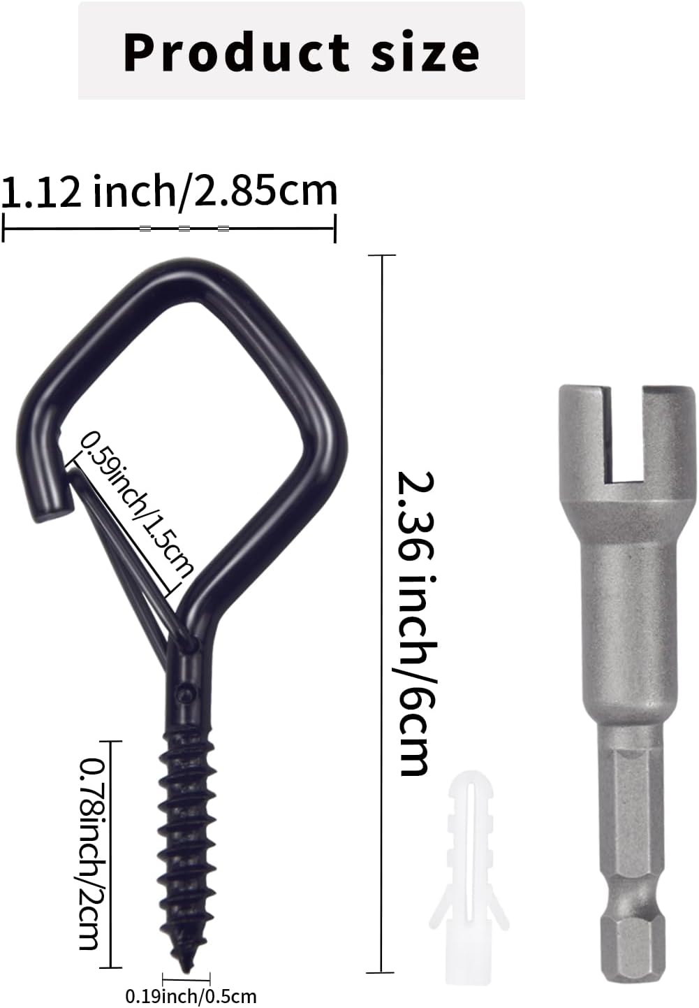 50 PCS Black Eye Screw Hooks for Hanging Heavy Duty with Safety Buckle.Metal Ceiling Hooks for Hanging Plants Cup Wind Chime Bird Feeders Patio Lights At Indoor&amp;Outdoor