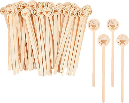 200Pcs Coffee Stirrers- 5.9 Inch Natural Wooden Coffee Stirrers With Round Ends, Disposable Biodegradable Cafe Grade Coffee