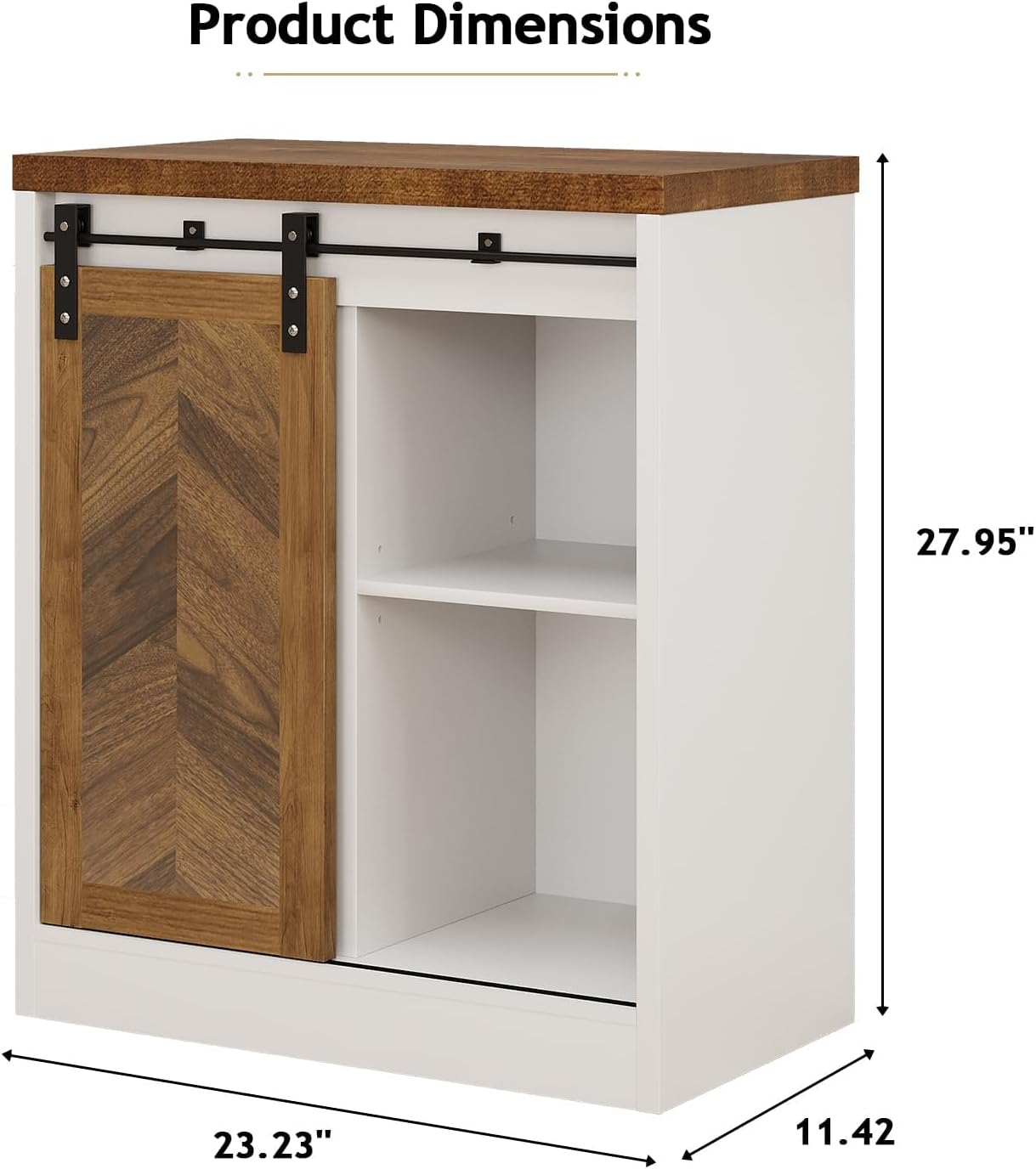 Catrimown Farmhouse Small Coffee Bar Cabinet with Storage, White Coffee Bar Table with Sliding Barn Door, Adjustable Shelves, Bar Cabinet for Kitchen, Dining Living Room, 1 Pack