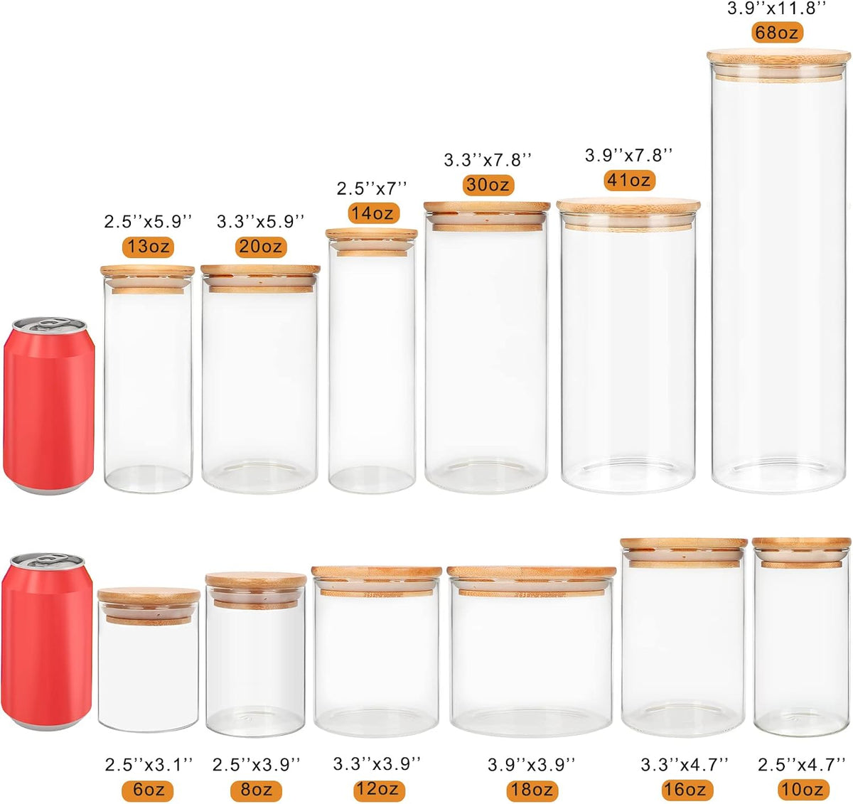 DHSBTLS 15 Pack 10 oz Glass Jars With Bamboo Lids for Kitchen, Pantry