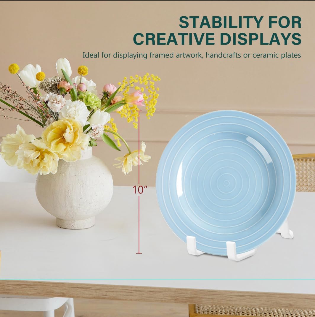 Artliving Plate Stands for Display - Plastic Easel Stand Plate Holder Display Stand Picture Frame Stand for Pictures | Photo|Decorative Plate |Dish | Tabletop Art - 6 inch-White