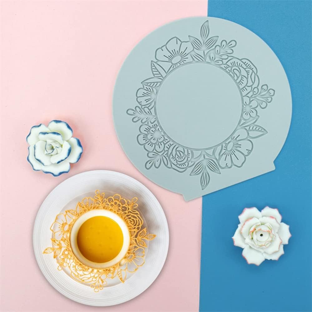 Silicone Lace Mold, Wedding Cake Lace Mat, Coral Cake Decorating Mold Flower Fondant Impression Mats for Edible Lace Fondant Mold, Sugar-Lace Cupcake Mat Tools (A_6.6x6.4x0.12inch)