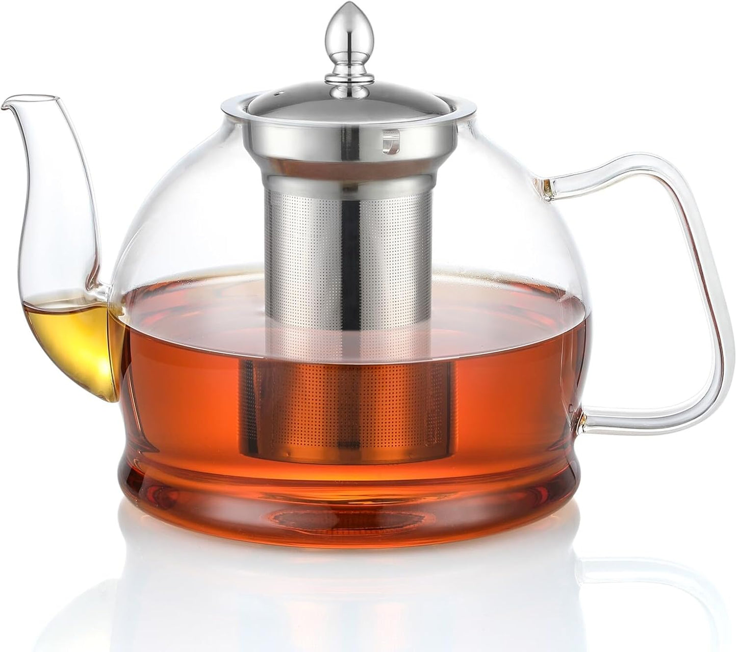 HIWARE 1500ml Glass Teapot with Removable Infuser, Stovetop Safe Tea Kettle, Blooming and Loose Leaf