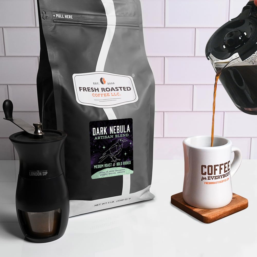 Fresh Roasted Coffee, Dark Nebula Drip Ground Coffee, Medium Roast, Kosher, 5 lb (80 oz)