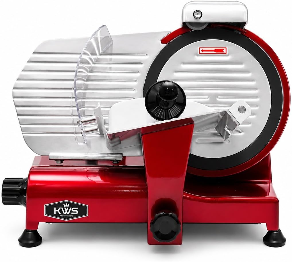 MS-10XT Premium 320W Electric Meat Slicer 10-Inch Stainless Steel Blade w/Non-sticky Teflon, Frozen Meat/Deli/Cheese/Food Slicer Low Noises Commercial and Home Use [ ETL, NSF Certified ]