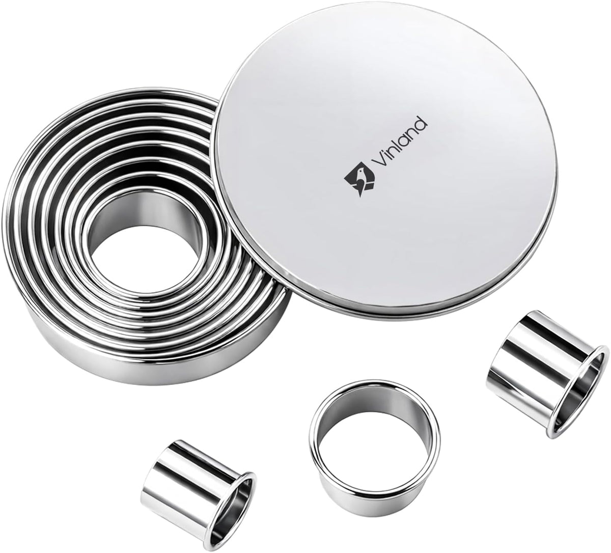12 Pcs 304 Stainless Steel Biscuit Cutter Set - Round Cookie Cutters for Baking (1/2/3/4/5'') with Storage Box, Dough Pastry Cake Circle Cutting Ring Molds, Non-Rust, Dishwasher Safe &amp; 1.5‘’ High