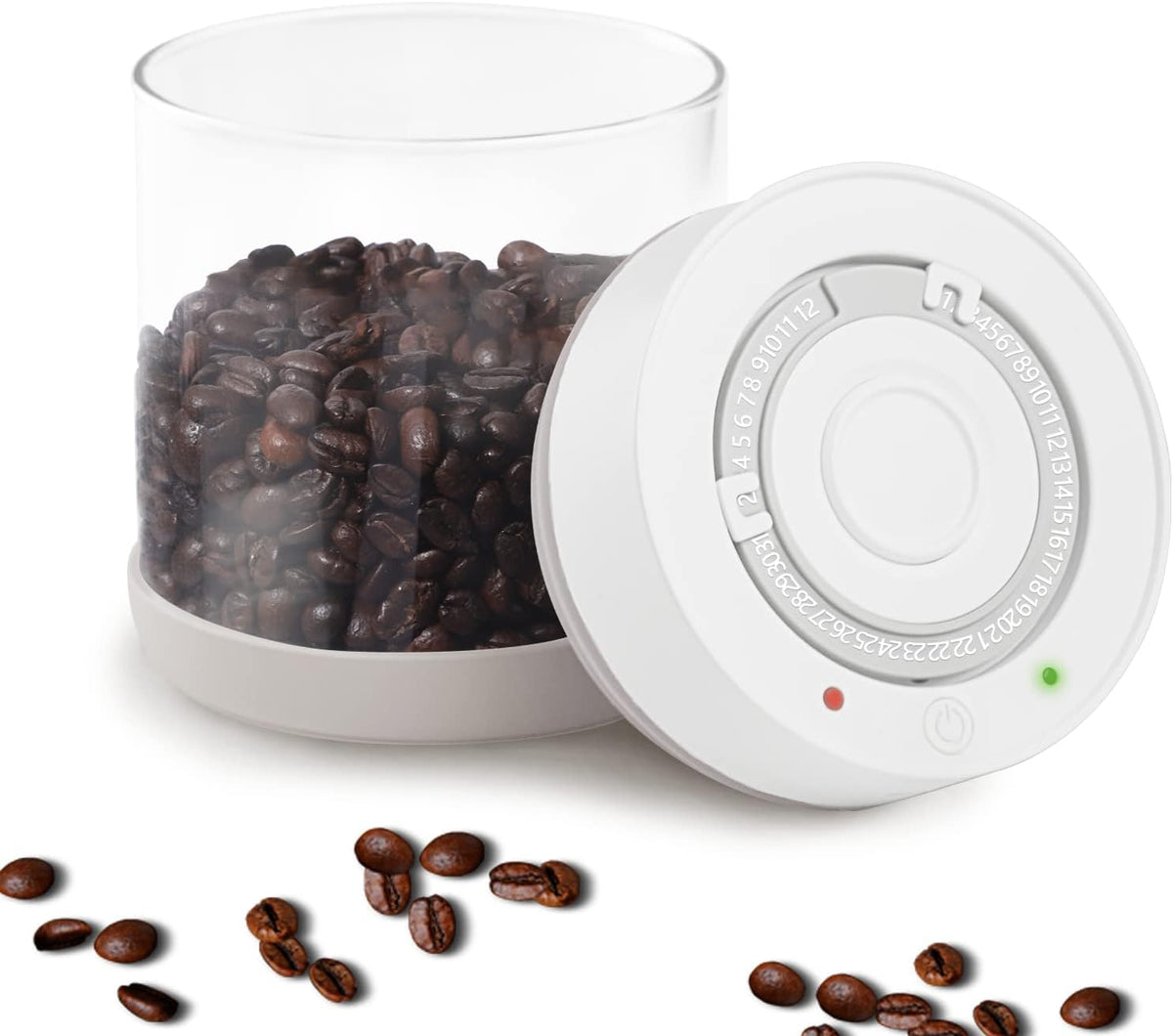 Minidiva Smart Vacuum Container, Automatic Electric Airtight Glass Jar for Food Coffee Storage Meal Prep (White-600ml)