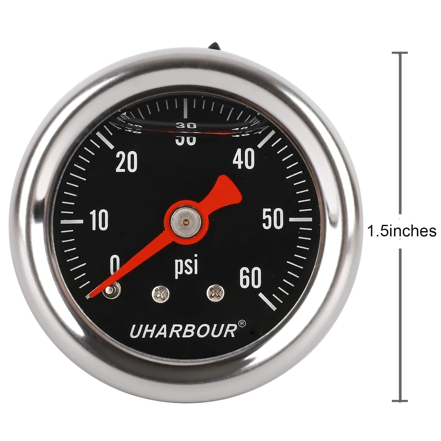 UHARBOUR Glycerin Pressure Gauge 0-60Psi, 1-1/2" Black Dial