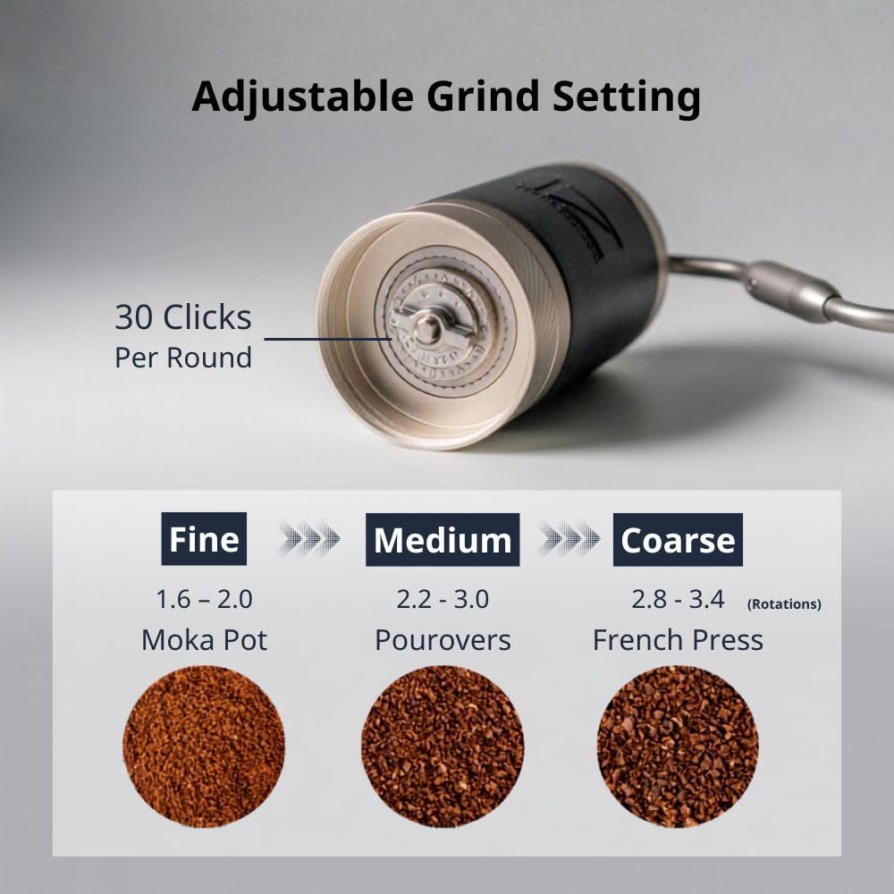 1Zpresso J Manual Coffee Grinder Silver with Assembly Stainless Steel Conical Burr - Numercial Internal Adjustable Setti