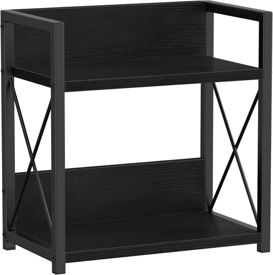 Giikin Countertop Organizer, 2 Tier Coffee Station Organizer for Desktop, Wood Counter Shelf Spice Rack for Kitchen (Black,