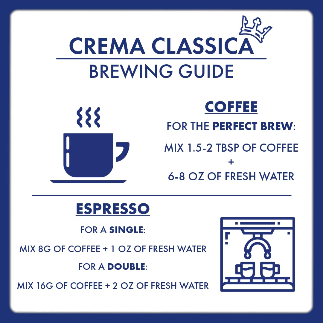Caffè Borbone Crema Classica Whole Bean Coffee, Arabica and Robusta Blend, Medium Roast, 2.2 lb Bag (Pack of 2)
