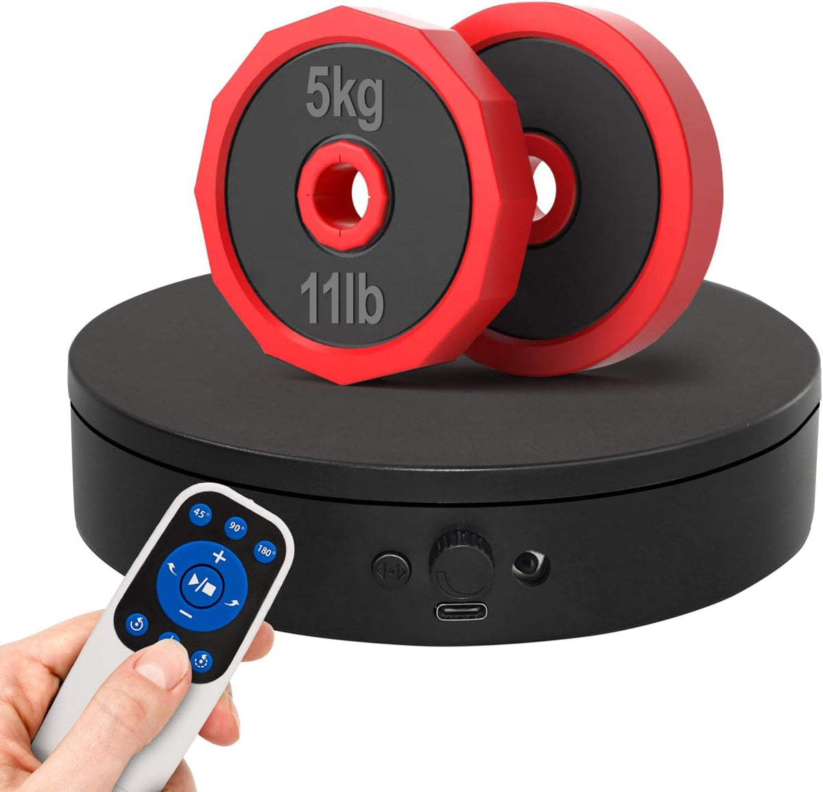 Motorized Rotating Display Stand with Remote, 5.91in 360 Electric Turntable for Display,Photography,3D Scanner Models, Motorized Lazy Susan and Photography Turntable Control Angle/Speed,Step/Swing/Con