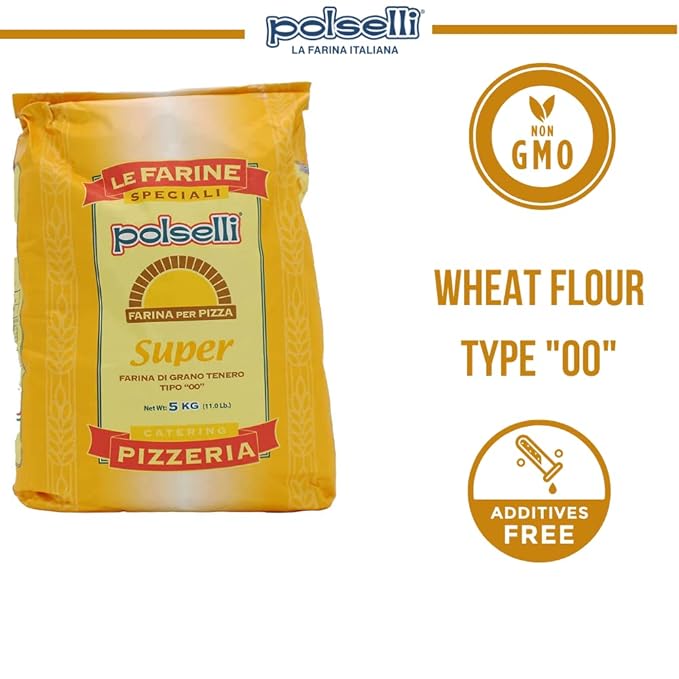 Super, Tipo 00, Double Zero, Type OO, Roman Style Pizza Flour for In Teglia, al Tagio, Pinsa, Pala, W 300+ Formulated for a long 72+ hour fermintation and rise, (5 kg) 11 lbs,