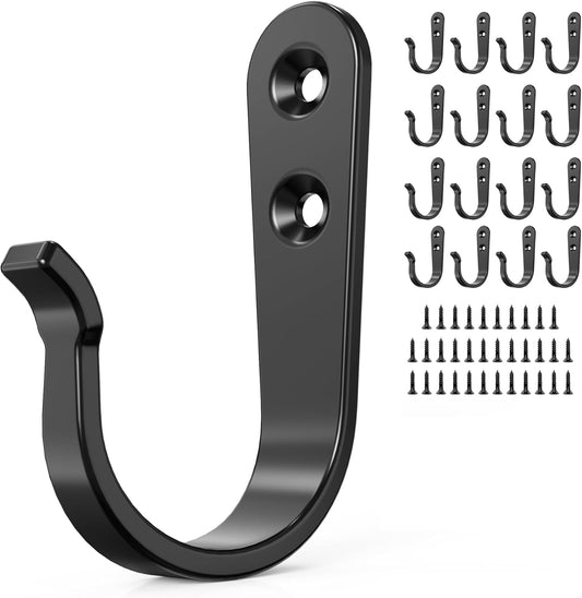 15PCS Wall Hooks for Hanging - Heavy Duty Coat Hooks for Wall, Coats, Backpacks - Black Metal Hooks for Hanging Wall - Wall