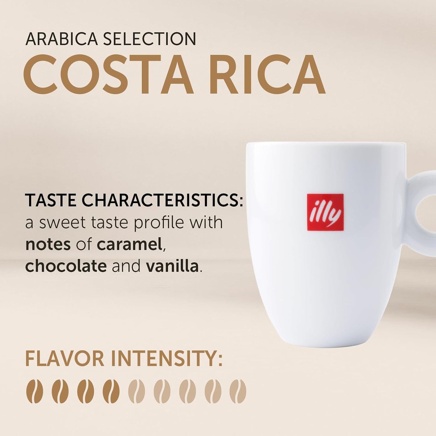 illy Whole Bean Coffee - Perfectly Roasted – Costa Rica Medium Roast - with Notes of Honey, Vanilla &amp; Citrus - 100% Arabica Beans - No Preservatives – 8.8 Ounce