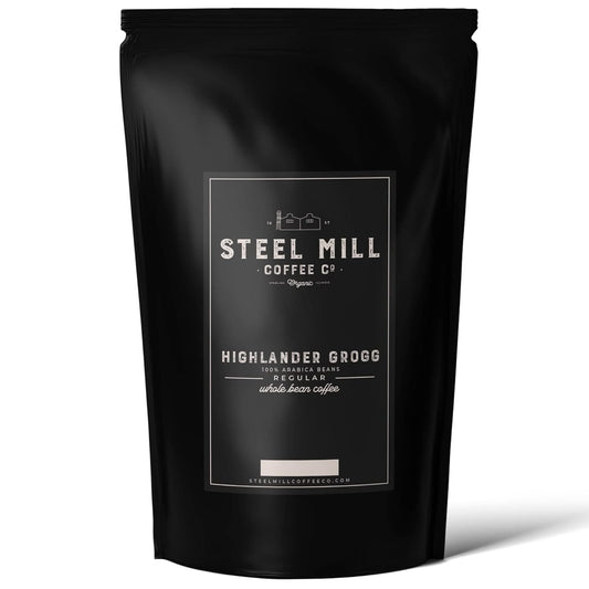Steel Mill Coffee Co. Highlander Grogg Flavored Coffee - Ground Coffee, Regular, Medium Roast, 100% Arabica Beans, Vegan,