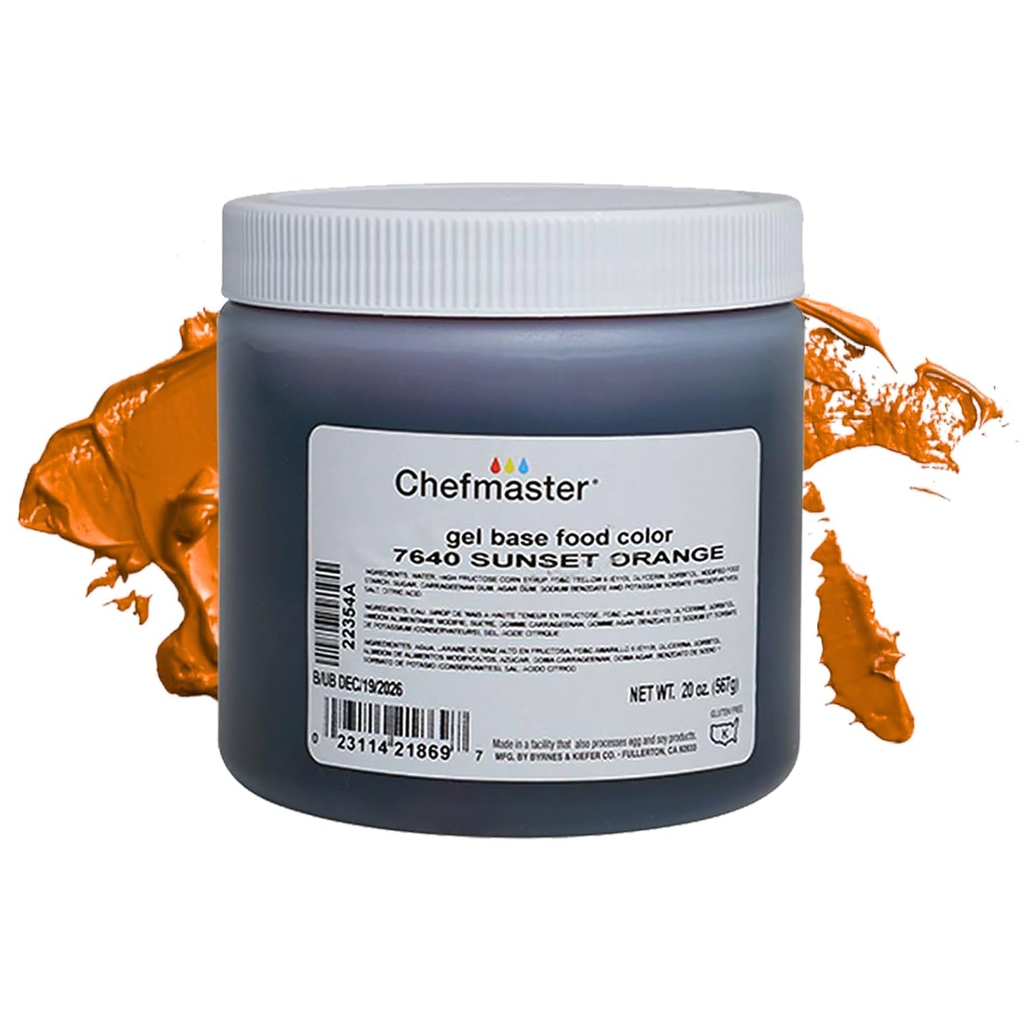 Chefmaster Sunset Orange Gel Food Coloring | Vibrant Color | Professional-Grade Dye for Icing, Frosting, Fondant | Baking &amp; Decorating | Fade-Resistant | Easy-to-Use | Made in USA | 20 oz