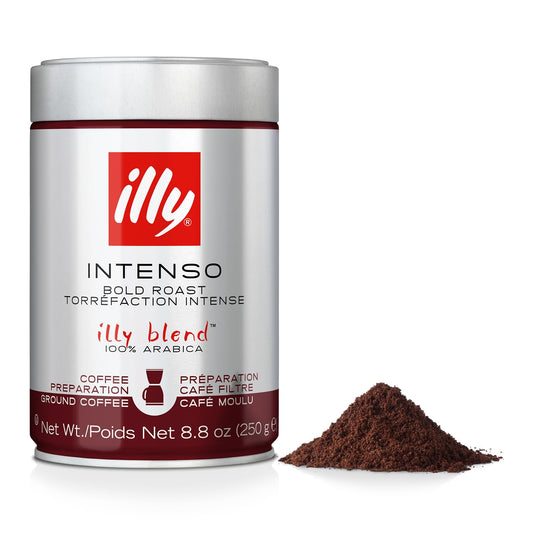 Illy Intenso Ground Drip Coffee, Bold Roast, Intense, Robust And Full Flavored With Notes Of Deep Cocoa, 100% Arabica