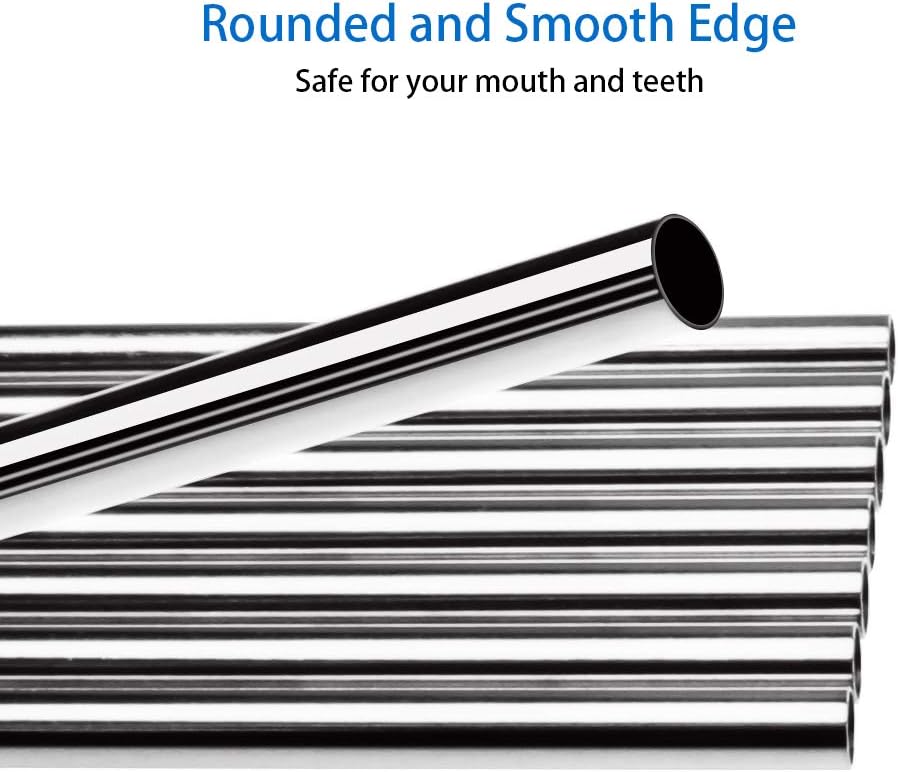Tomorotec 30 PCS Straight &amp; Bent Stainless Steel Straws for Tumblers, 8.5” | 15 Straight &amp; 15 Bent Reusable Drinking Straws, 8.5” Metal Straw with Brushes for Smoothies Juice Beverage Cocktails (Silver)