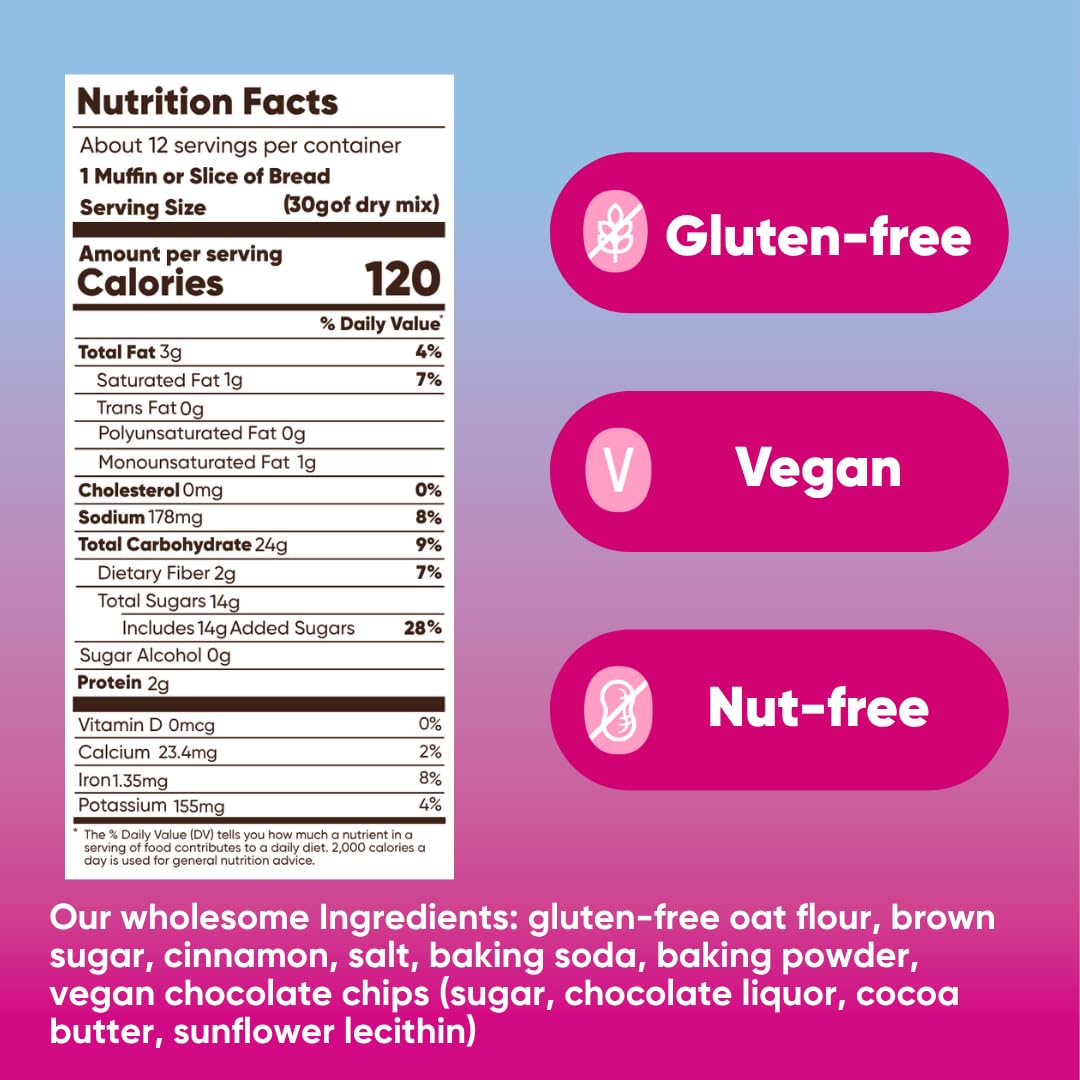 GoNanas Chocolate Chip Banana Bread &amp; Muffin Mix, Gluten Free Vegan, 3 Pack | Dairy Free, Nut Free, Soy Free | Allergen Friendly | Better for You | Customizable | Bakes 12 Muffins or 1 Loaf | Women-Owned