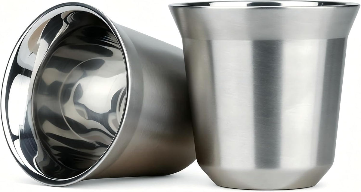 RECAPS 80ml Stainless Steel Espresso Cups Set (Stainless Steel)