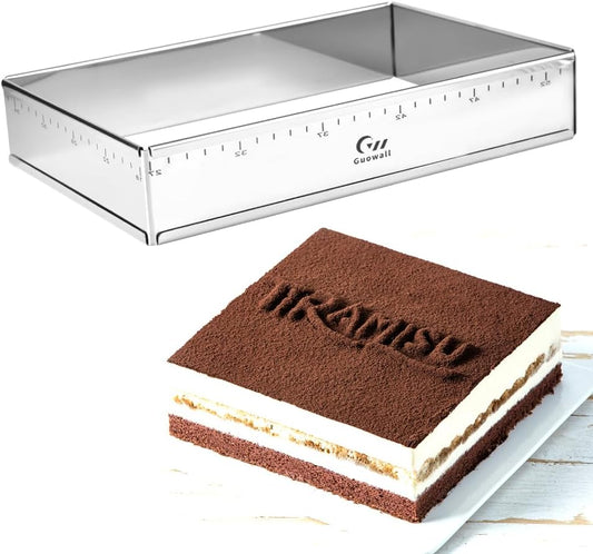 Extensible Stainless Steel Rectangular Cake Mold Heavy Duty Adjustable Mousse Ring Rectangle Shaped Detachable Tiramisu Pan, Pastry DIY Baking Tool - 10.8 × 7.3 × 2 inch