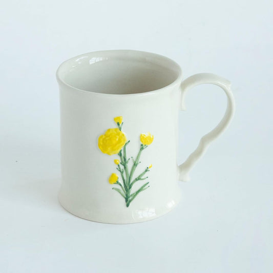 Ceramic coffee Mugs, Set of 1 Yellow Flower - 12oz, Hand-Painted, Microwave heating and dishwasher cleaning available, Ideal