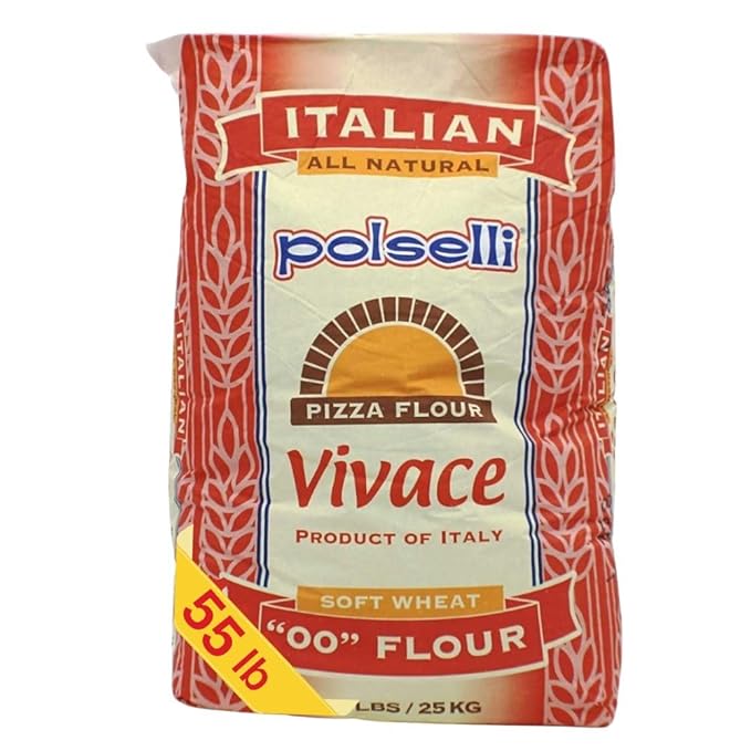 Polselli, Vivace, Tipo 00 double Zero Flour, for Pizza, Bread, Pastas, and more, All Natural, Unbleached, Unbromated, No Additives, Formulated for a 24-72 hour rise, (25 kg) 55 lbs by Polselli
