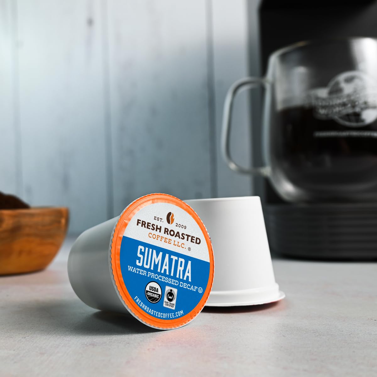 Fresh Roasted Coffee, Organic Variety Pack Water-Processed Decaf K-Cup Pods for Keurig Brewers, Medium Roast, USDA Organic, Kosher, 96 Count Loose Pack
