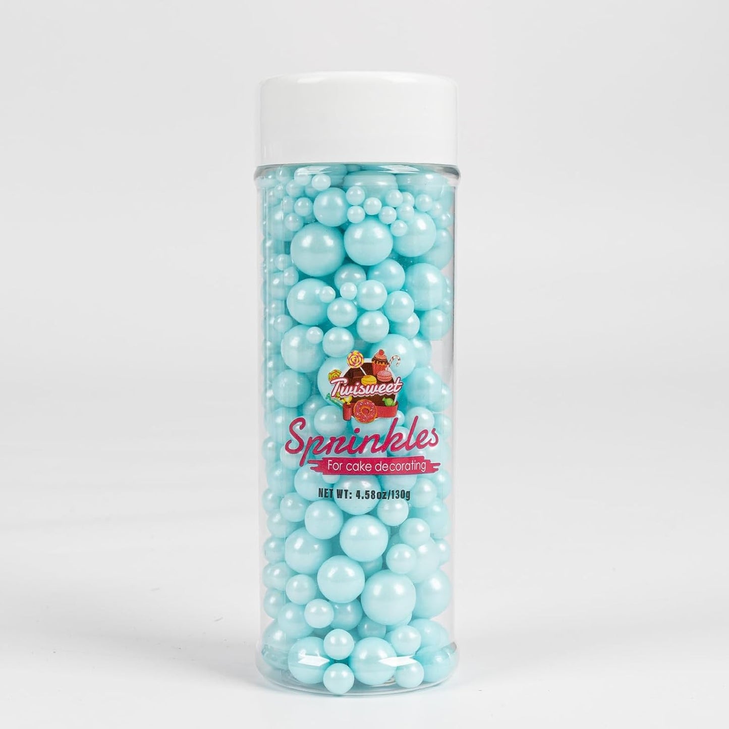 Twisweet Blue Sprinkles 130g, Edible Pearl Sprinkles for Cake Decorating | Blue sugar pearls, cake decorations &amp; cake toppers for cupcakes, cookies, ice cream, baby showers, birthdays &amp; winter cakes