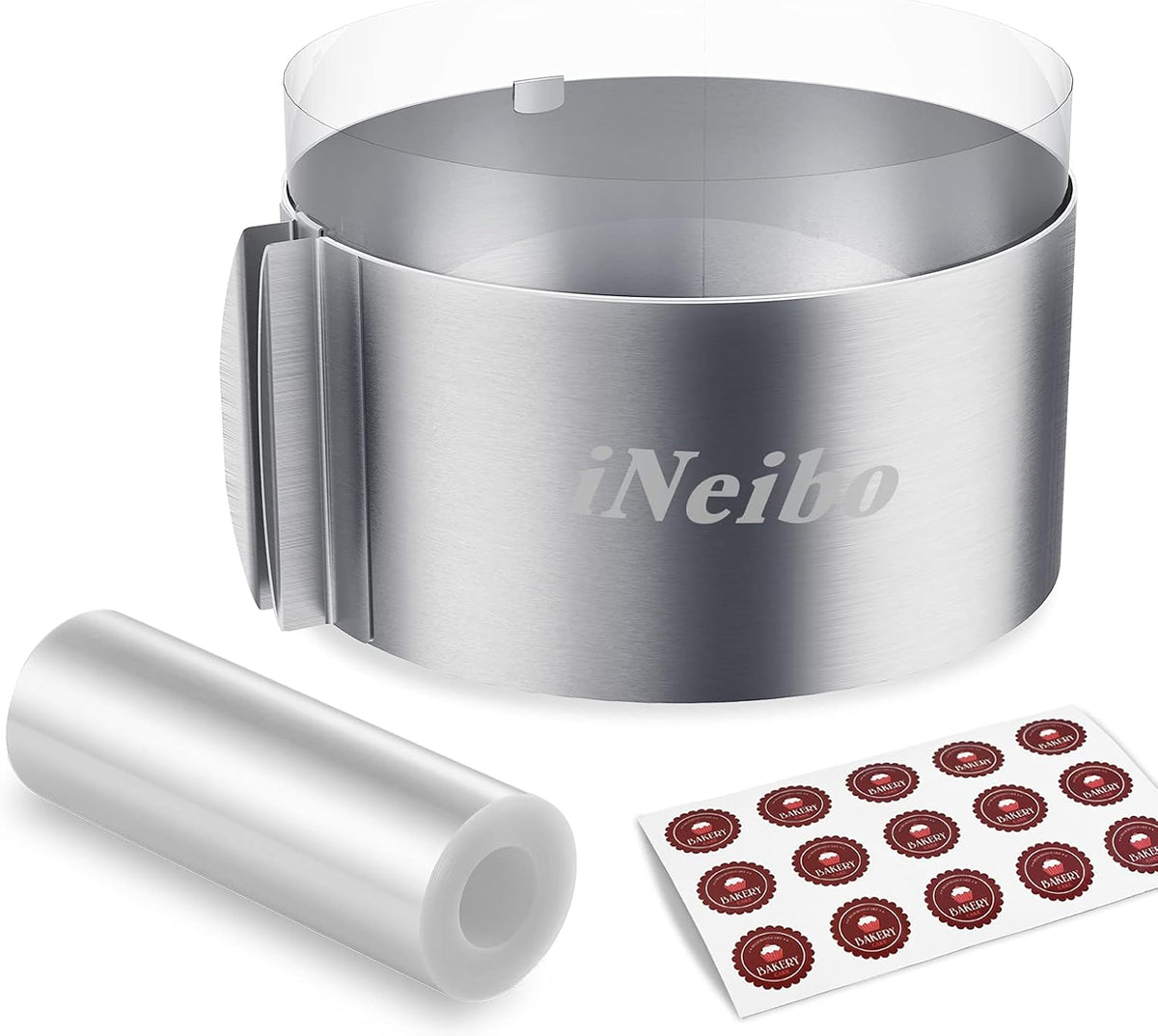 iNeibo Cake Ring and Cake Collar Set, 6 to 12 Inch Adjustable Mousse Mould