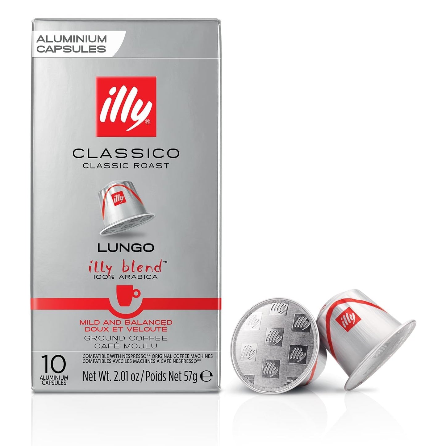 Illy Espresso Compatible Capsules - Single-Serve Coffee Capsules &amp; Pods - Classico Lungo Roast - Notes Of Caramel, Orange Blossom &amp; Jasmine Coffee Pods - For Nespresso Coffee Machines – 10 Count