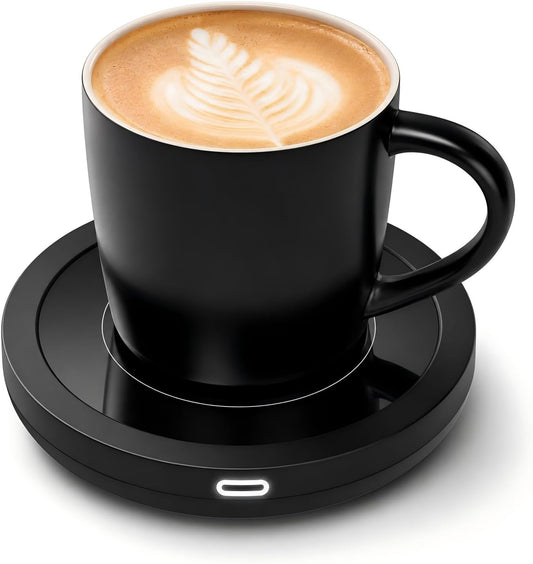 BESTINNKITS Coffee Mug Warmer &amp; Mug Set for Desk, 14oz Ceramic Mug, Black
