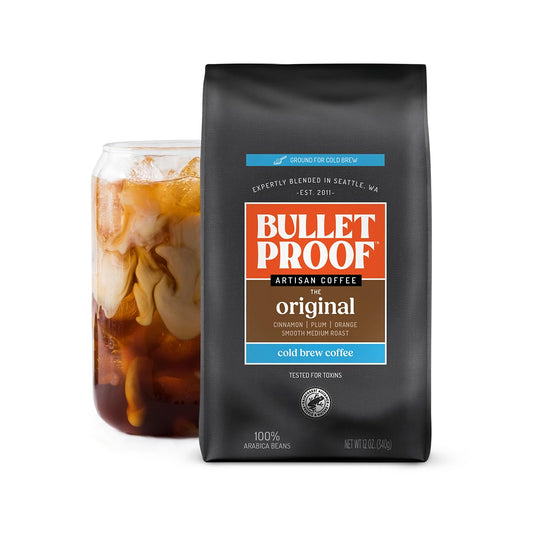 Bulletproof Original Medium Roast Ground Cold Brew Coffee, 12 Ounces, Clean and Tested for Toxins, Smooth Artisan Coffee