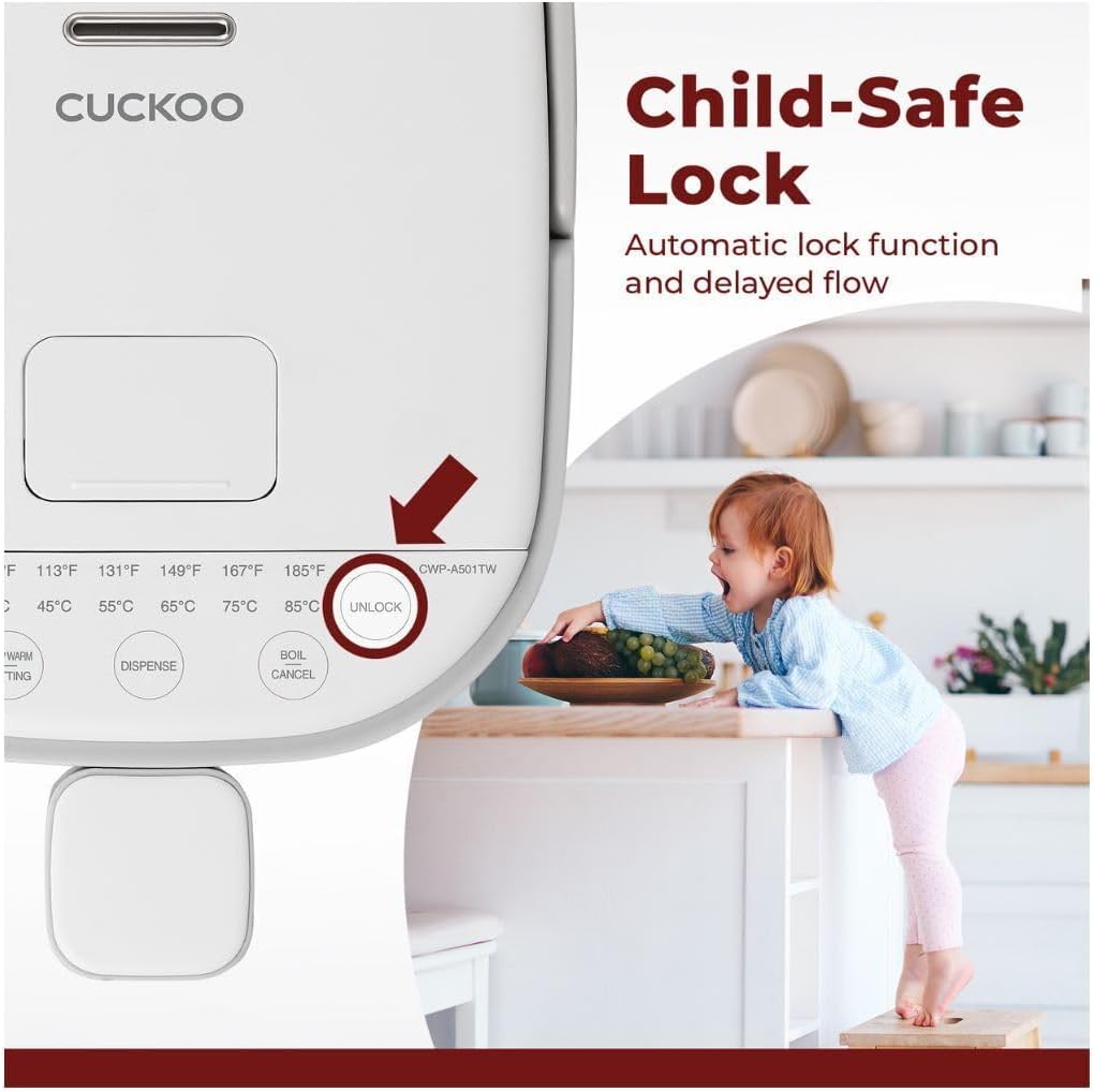 CUCKOO 5L Hot Water Dispenser and Warmer, Stainless Steel, CWP-A501TW | Auto Dispense, Boil-Dry Protection, Insulated Construction