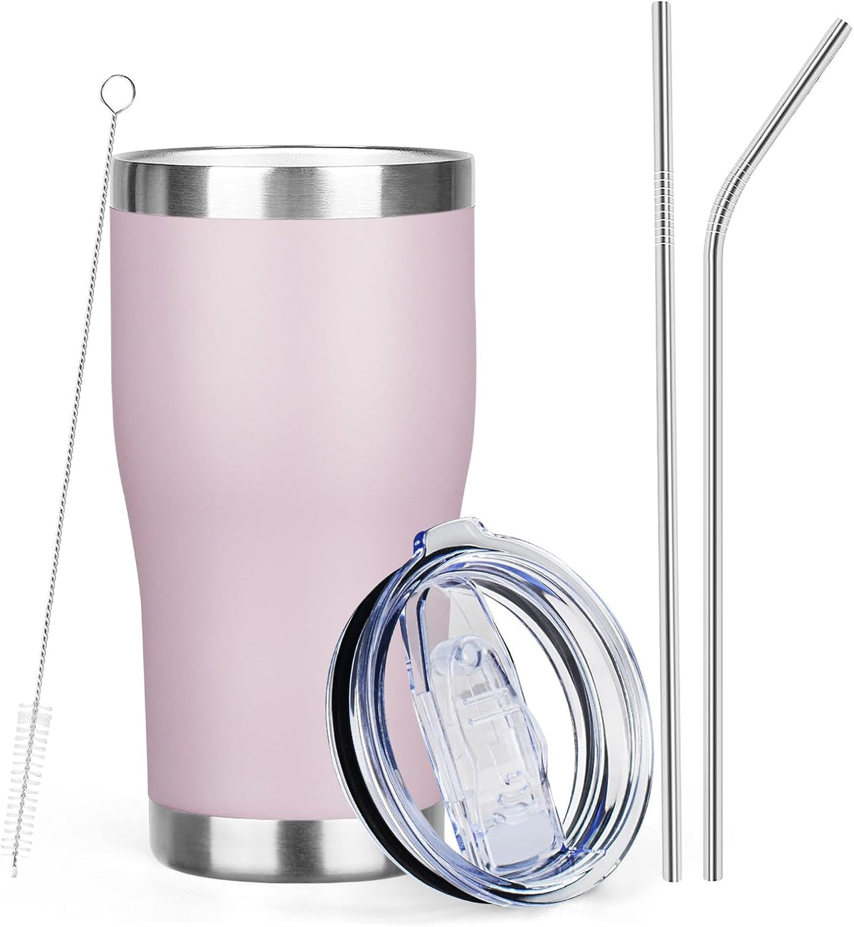 MEZMUT 20oz Insulated Tumbler with Lid Straw Travel Coffee Mug (Lavender) | Double Wall Vacuum Hot Iced Insulated Travel Cup Stainless Steel Mug Leakproof Powder Coated Metal Tumbler for Men Women